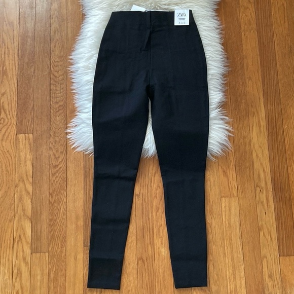 Zara High-Waist Button Detail Thick Ponte Skinny Leggings - Picture 8 of 11